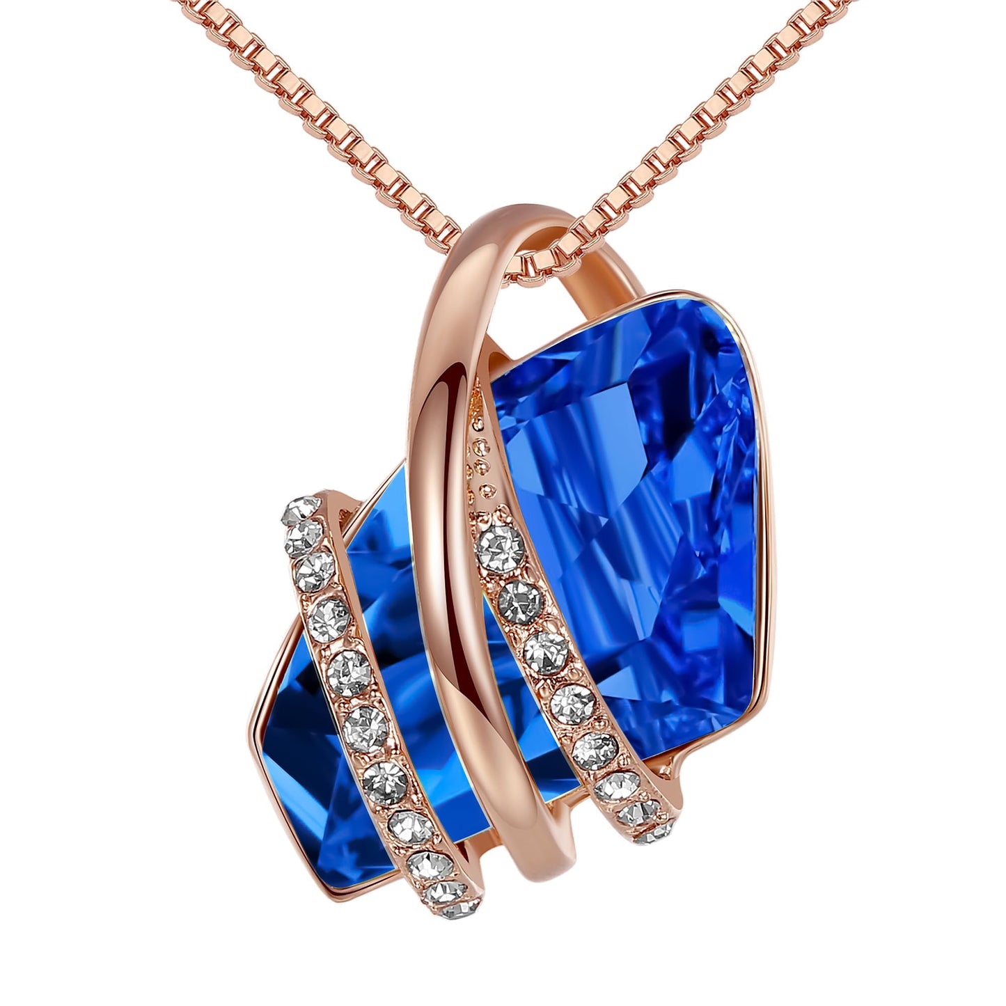 Leafael Wish Stone Pendant Necklace with Birthstone Crystal, 18K Rose Gold Plated/Silvertone, 18" + 2"
