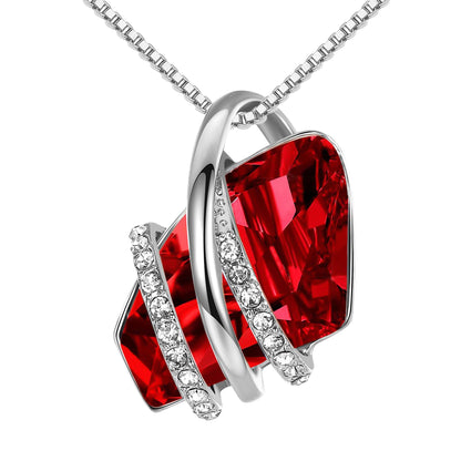 Leafael Wish Stone Pendant Necklace with Birthstone Crystal, 18K Rose Gold Plated/Silvertone, 18" + 2"