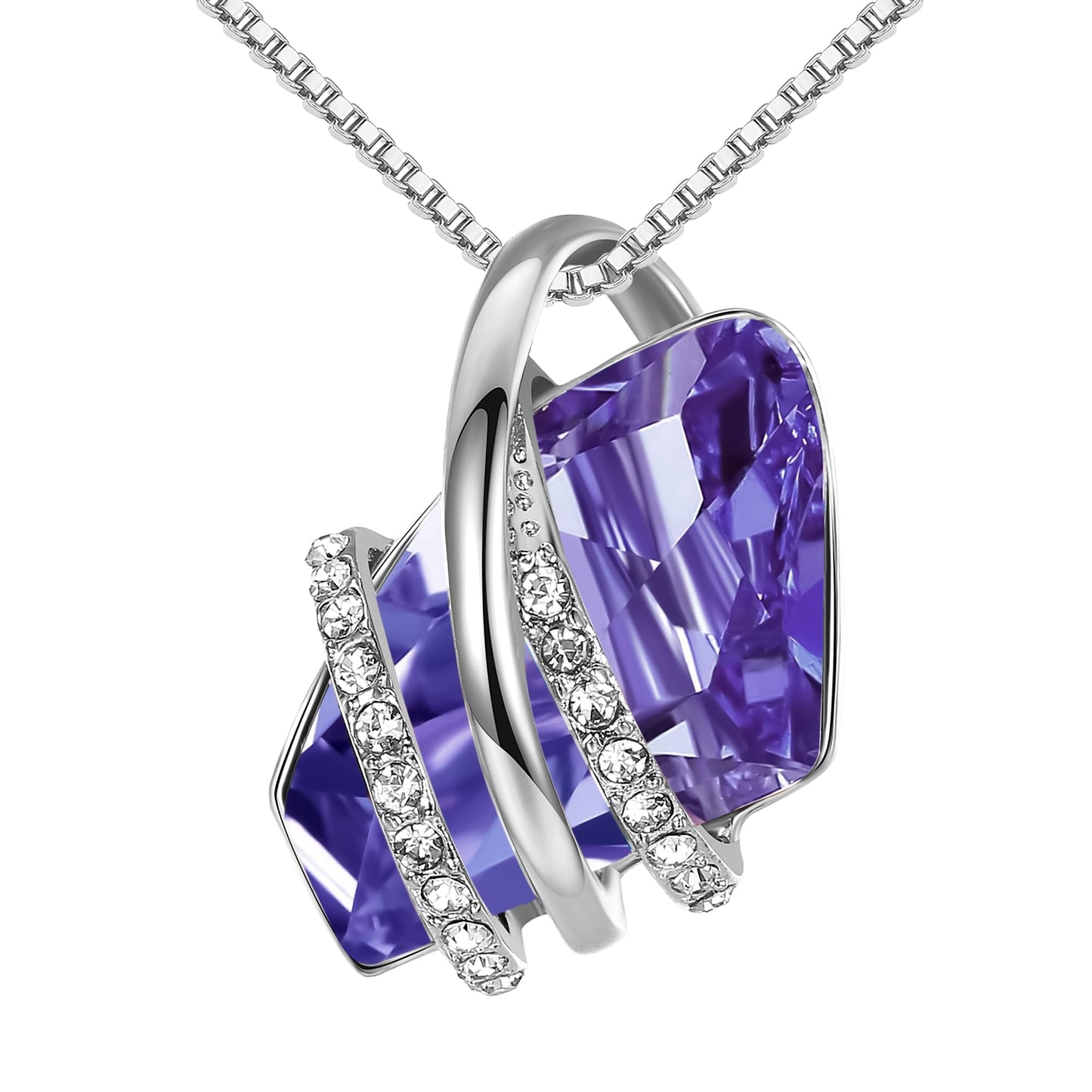 Leafael Wish Stone Pendant Necklace with Birthstone Crystal, 18K Rose Gold Plated/Silvertone, 18" + 2"