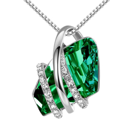 Leafael Wish Stone Pendant Necklace with Birthstone Crystal, 18K Rose Gold Plated/Silvertone, 18" + 2"