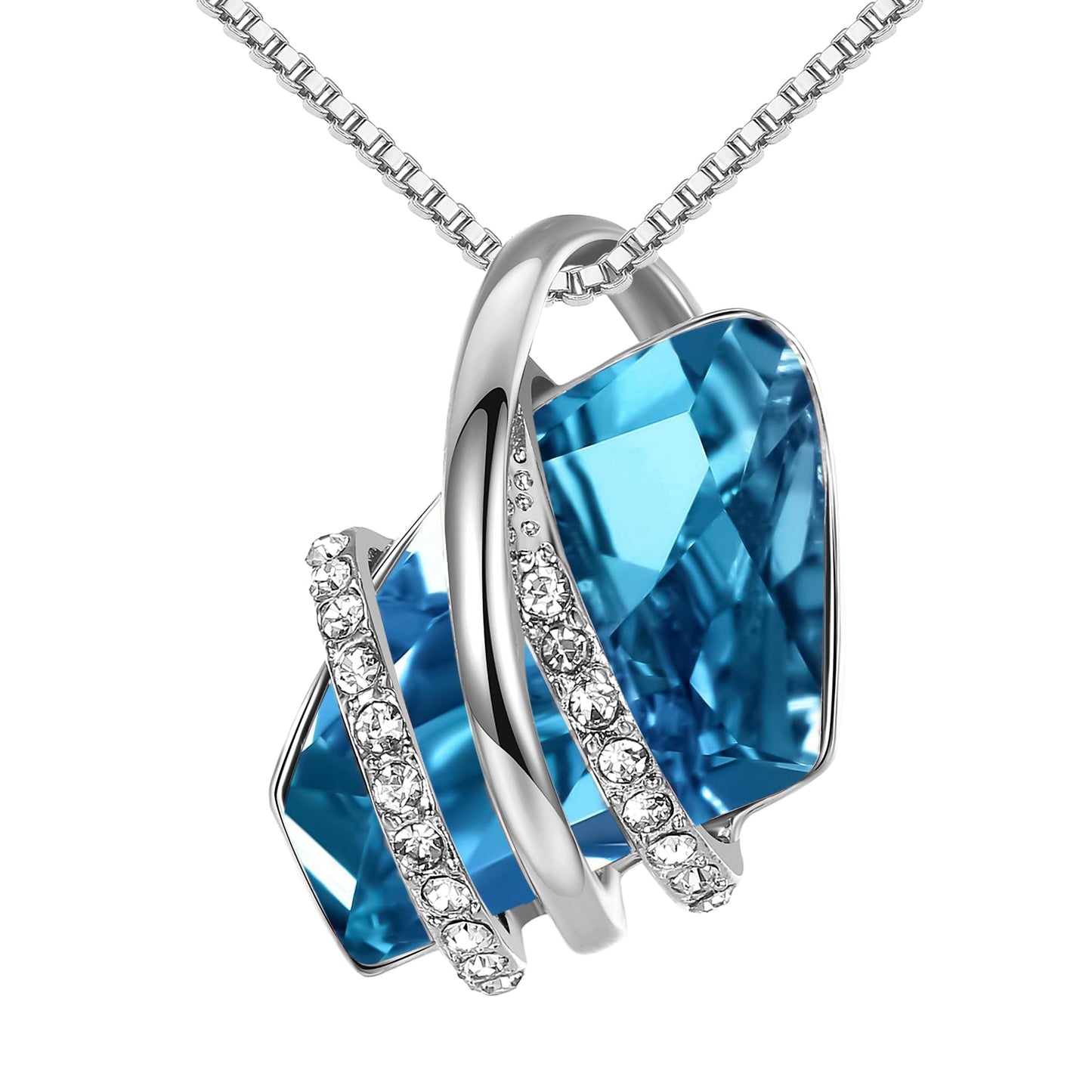 Leafael Wish Stone Pendant Necklace with Birthstone Crystal, 18K Rose Gold Plated/Silvertone, 18" + 2"