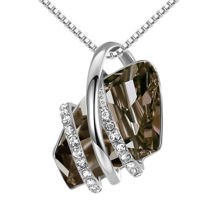 Leafael Wish Stone Pendant Necklace with Birthstone Crystal, 18K Rose Gold Plated/Silvertone, 18" + 2"