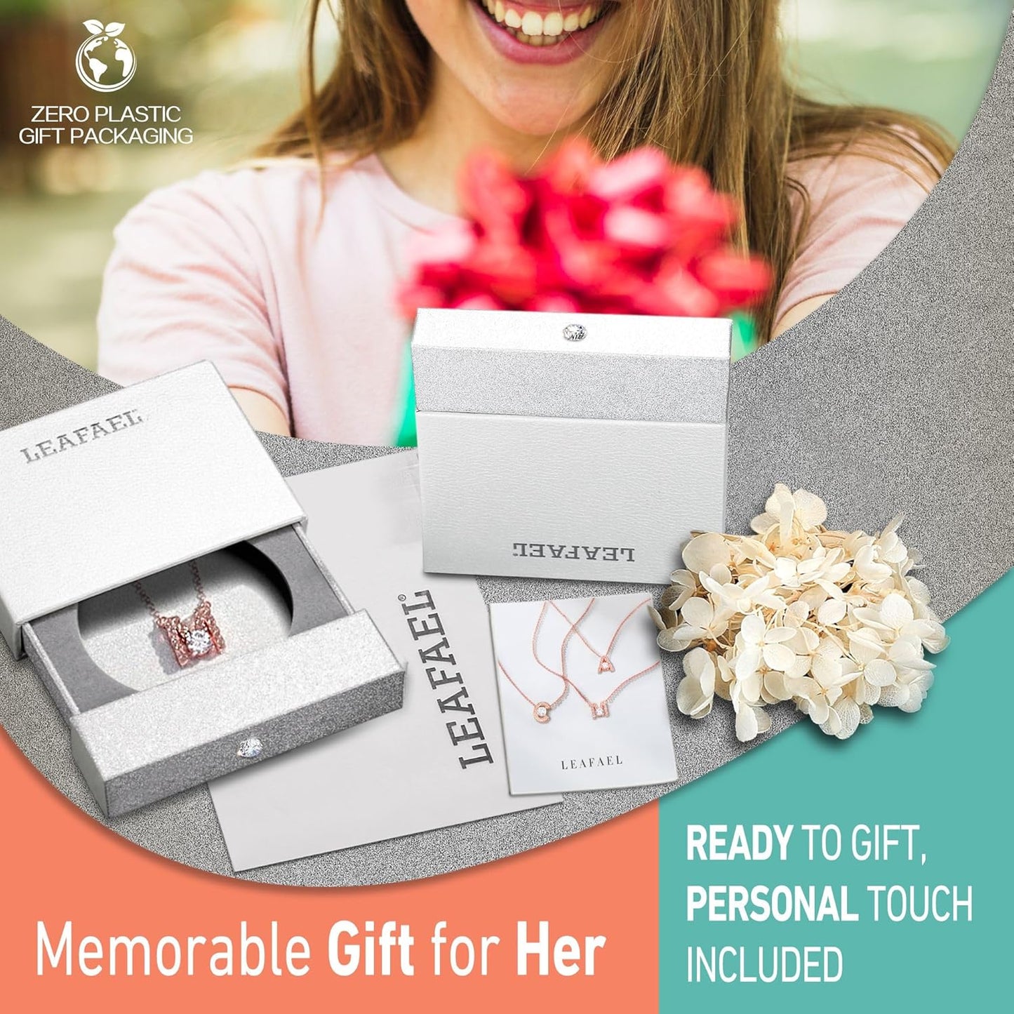 Leafael Initial Letter Necklaces for Women – Personalized 18K Rose Gold Plated Pendant Jewelry with Sterling Silver Chain, Monogram Gift A-Z, 16"+2" Choker