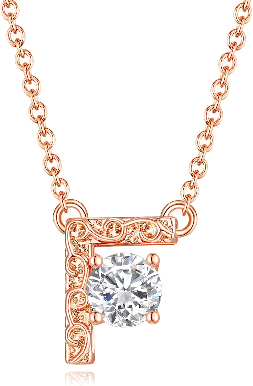 Leafael Initial Letter Necklaces for Women – Personalized 18K Rose Gold Plated Pendant Jewelry with Sterling Silver Chain, Monogram Gift A-Z, 16"+2" Choker