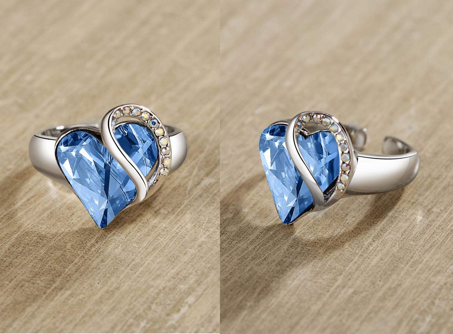 LeafaelInfinity Love Women's Adjustable Crystal Heart Ring