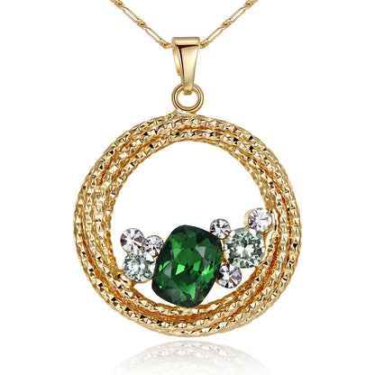 "Ocean Wave" Round Crystal Pendant Necklace