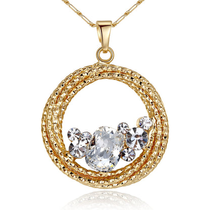 "Ocean Wave" Round Crystal Pendant Necklace
