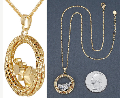 "Ocean Wave" Round Crystal Pendant Necklace