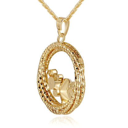 "Ocean Wave" Round Crystal Pendant Necklace
