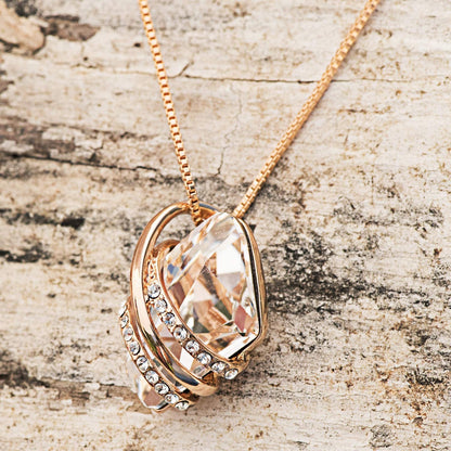 Leafael Wish Stone Pendant Necklace with Birthstone Crystal, 18K Rose Gold Plated/Silvertone, 18" + 2"