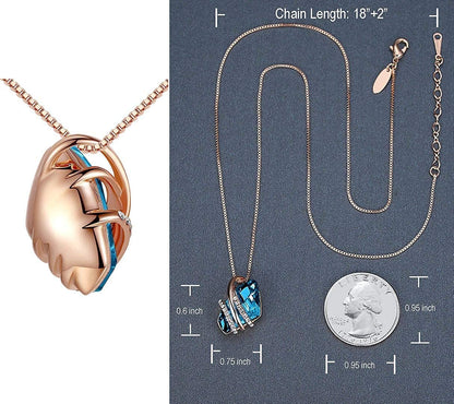 Leafael Wish Stone Pendant Necklace with Birthstone Crystal, 18K Rose Gold Plated/Silvertone, 18" + 2"