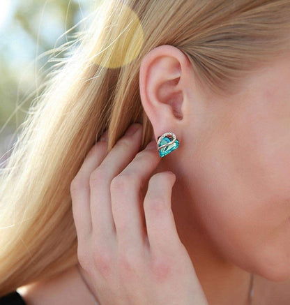 Leafael Infinity Love Heart Stud Earrings with Birthstone Crystal Women's Gifts, Silver-tone