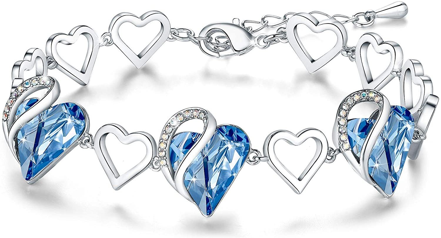 Love Bracelet Link Jewelry Birthstone Leafael Crystal, Heart – Infinity Leafael Wom with