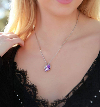 Leafael Wish Stone Pendant Necklace with Birthstone Crystal, 18K Rose Gold Plated/Silvertone, 18" + 2"