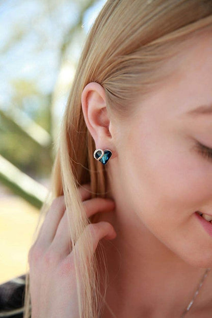 Leafael Infinity Love Heart Stud Earrings with Birthstone Crystal Women's Gifts, Silver-tone