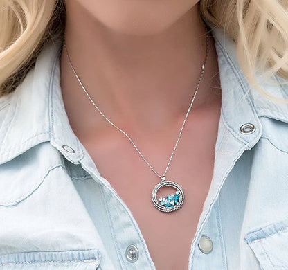 "Ocean Wave" Round Crystal Pendant Necklace