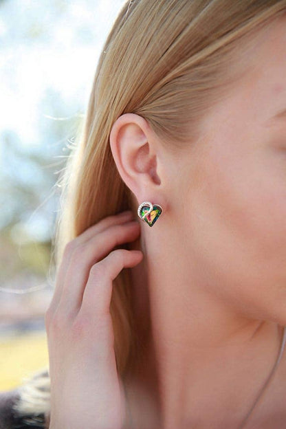 Leafael Infinity Love Heart Stud Earrings with Birthstone Crystal Women's Gifts, Silver-tone