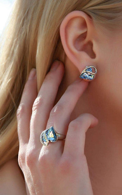 Leafael Infinity Love Heart Stud Earrings with Birthstone Crystal Women's Gifts, Silver-tone