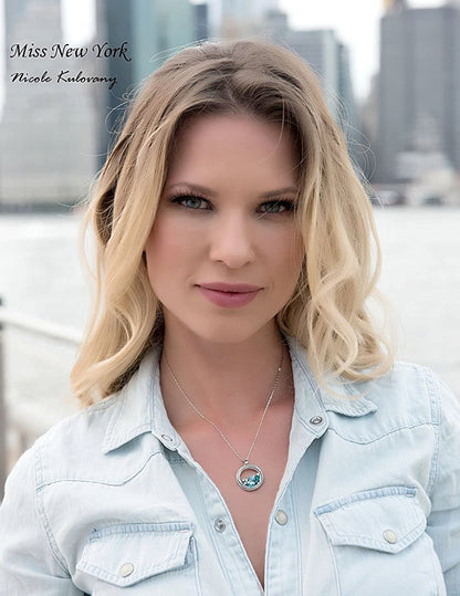 "Ocean Wave" Round Crystal Pendant Necklace
