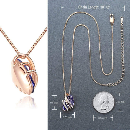 Leafael Wish Stone Pendant Necklace with Birthstone Crystal, 18K Rose Gold Plated/Silvertone, 18" + 2"