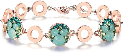 Leafael Ocean Bubble Women's Link Bracelet Made with Premium Crystals Costume Fashion Jewelry, 7"+2", Silver Tone or 18K Rose Gold Plated, Gifts for Women