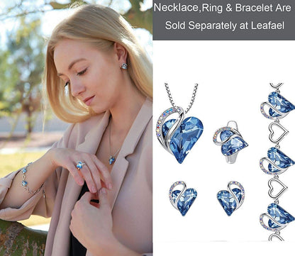 Leafael Infinity Love Heart Stud Earrings with Birthstone Crystal Women's Gifts, Silver-tone