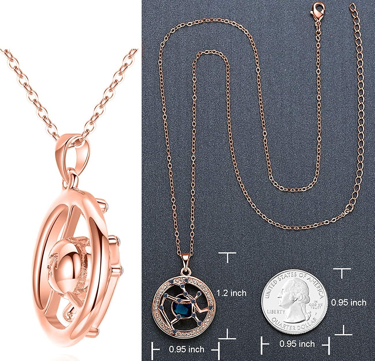 Leafael "Superstar Zodiac Constellation Pendant Necklace Made with Premium Crystal Horoscope Jewelry, Gold or Rose Gold Plated, 18"+ 2"