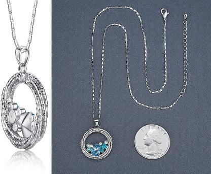 "Ocean Wave" Round Crystal Pendant Necklace