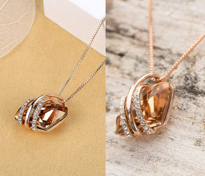 Leafael Wish Stone Pendant Necklace with Birthstone Crystal, 18K Rose Gold Plated/Silvertone, 18" + 2"