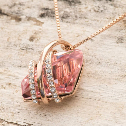 Leafael Wish Stone Pendant Necklace with Birthstone Crystal, 18K Rose Gold Plated/Silvertone, 18" + 2"