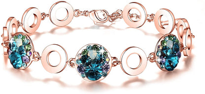 Leafael Ocean Bubble Women's Link Bracelet Made with Premium Crystals Costume Fashion Jewelry, 7"+2", Silver Tone or 18K Rose Gold Plated, Gifts for Women