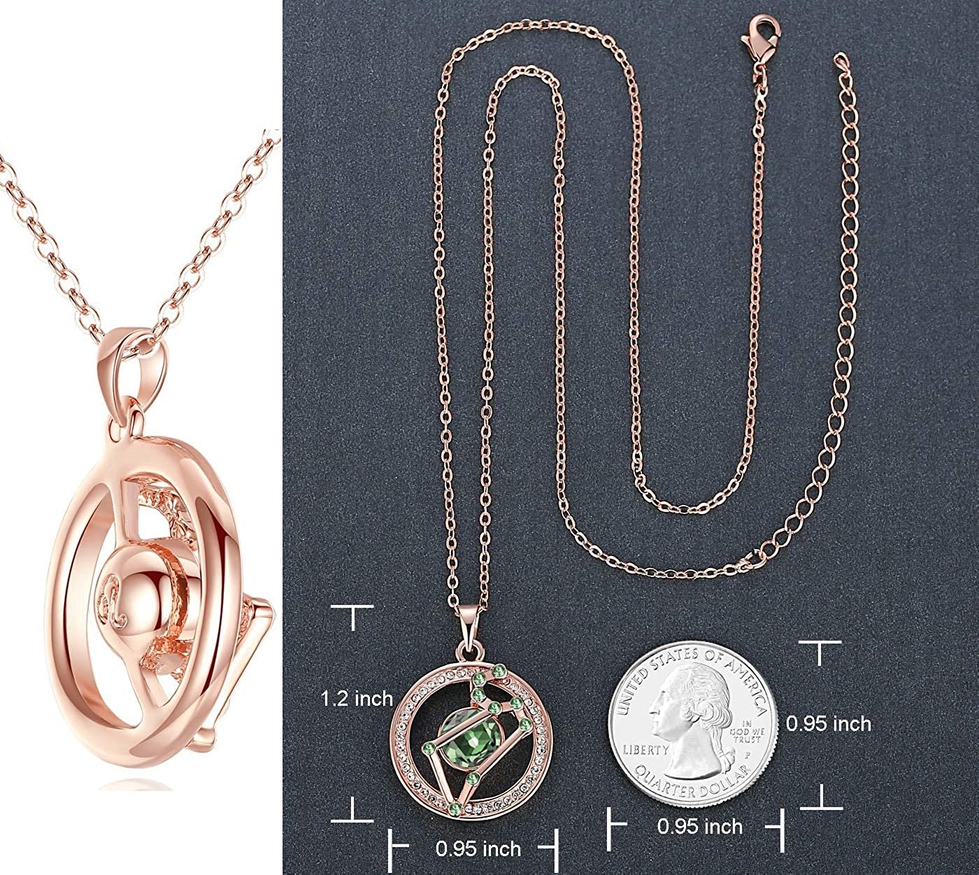 Leafael "Superstar Zodiac Constellation Pendant Necklace Made with Premium Crystal Horoscope Jewelry, Gold or Rose Gold Plated, 18"+ 2"