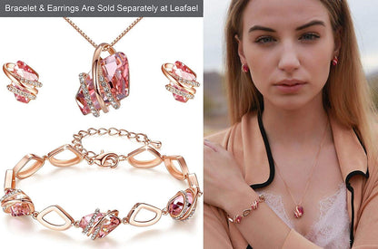 Leafael Wish Stone Pendant Necklace with Birthstone Crystal, 18K Rose Gold Plated/Silvertone, 18" + 2"