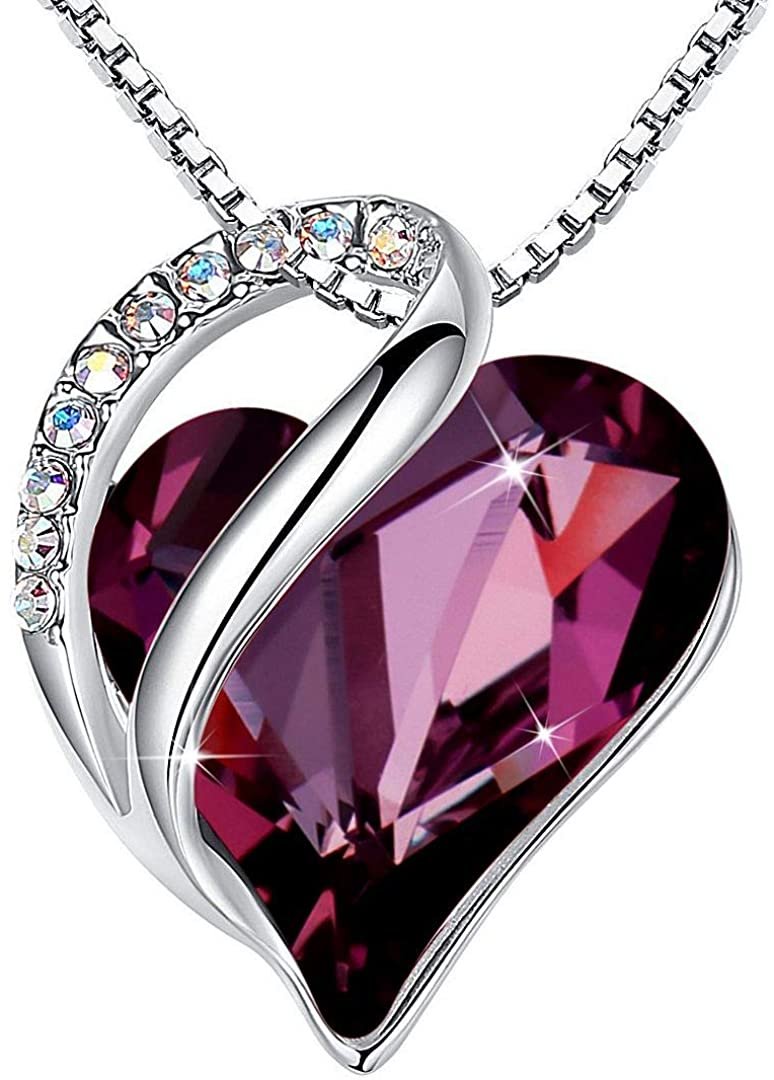 Leafael Infinity Love Heart Pendant Necklace Birthstone Crystal