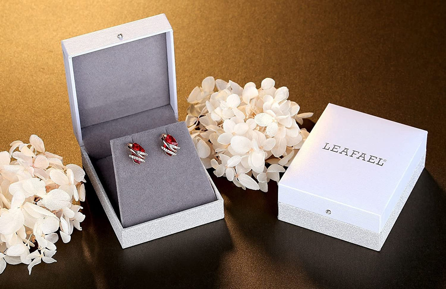 Leafael Wish Stone Stud Earrings with Birthstone Crystals, 18K Rose Gold Plated or Silver-tone