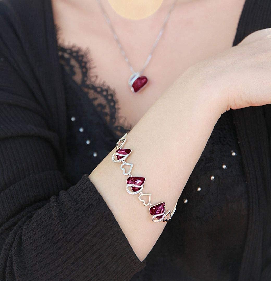 Leafael Infinity Love Heart Link Bracelet with Birthstone Crystal